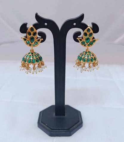 jhumka silver cz-gold polish jhumkas earrings -rcp041 cz 92.5 silver ramala jewelry / ramala collections