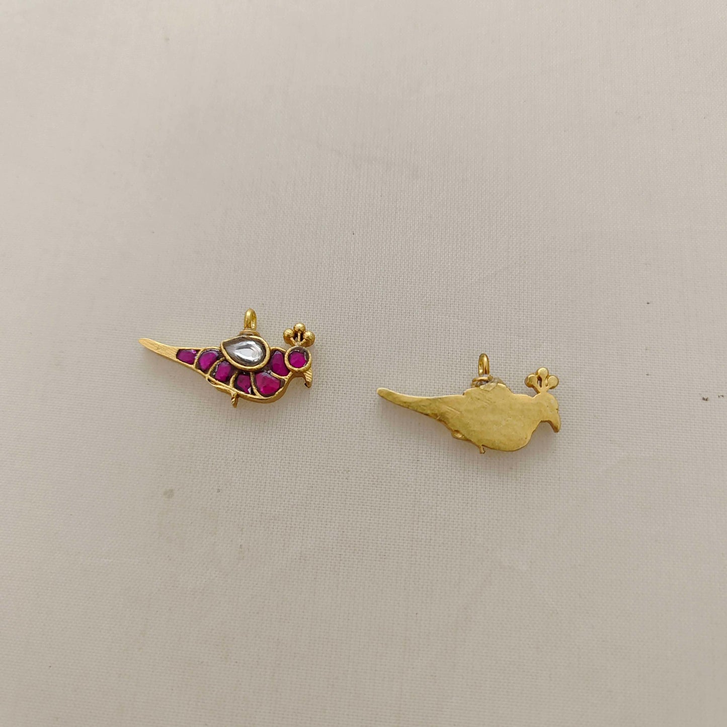 Silver kundan peacock design pendant - RCD260