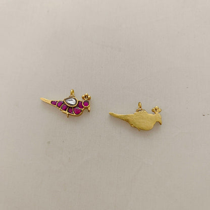 Silver kundan peacock design pendant - RCD260