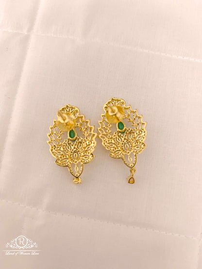 Silver CZ- White Stones Locket With Matching Earring-D07778