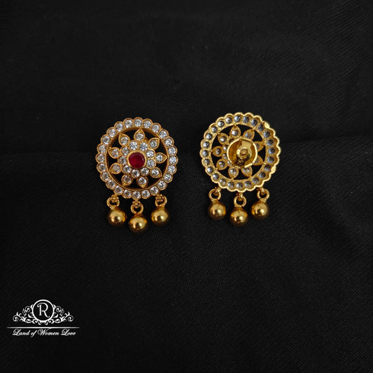 Silver white stone earrings-RCCP281