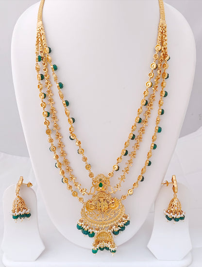 Silver CZ-gold polish Ramulavari set wise haram-RCM503,RCM512