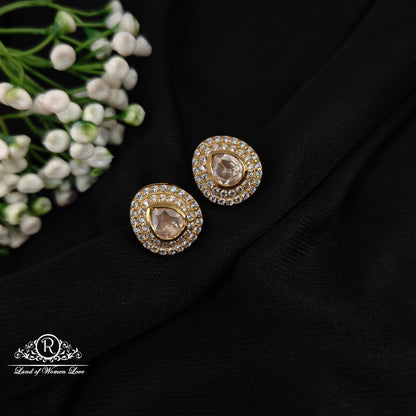 earrings 92.5 silver simple and cute earrings with white stones -rcad02 92.5 silver ramala jewelry / ramala collections