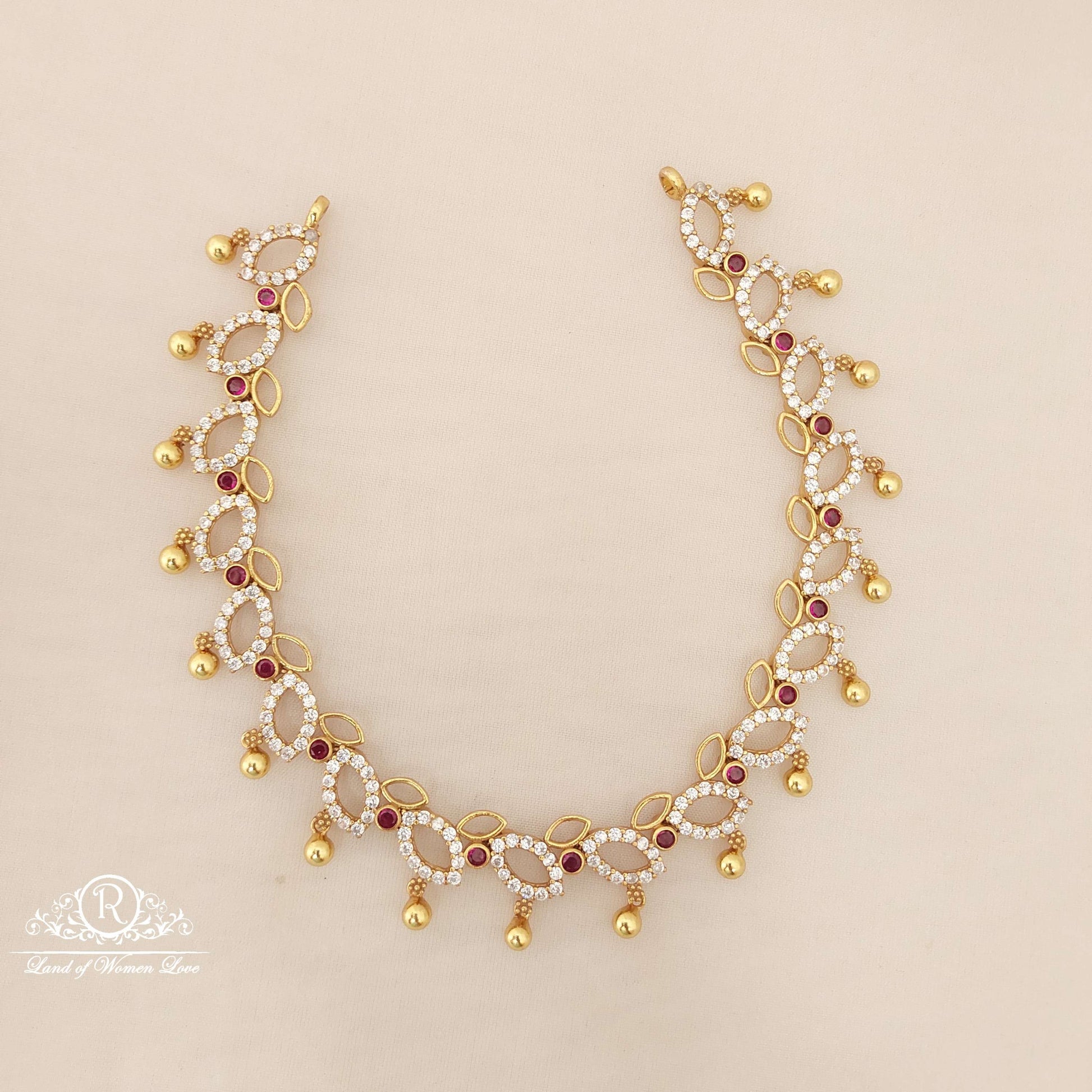 necklace silver white stones necklace-k52 92.5 silver ramala jewelry / ramala collections