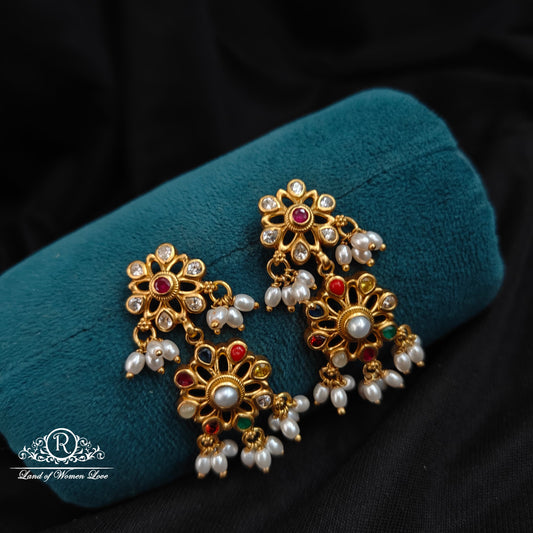 earrings silver navaratna earrings -rccp294 navaratna 92.5 silver ramala jewelry / ramala collections