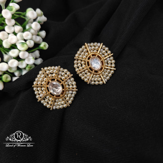 earrings 92.5 silver simple and cute earrings with white stones and pearls -rcad05 92.5 silver ramala jewelry / ramala collections