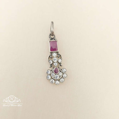 silver white & kempu stones locket-m305 92.5 silver ramala jewelry / ramala collections