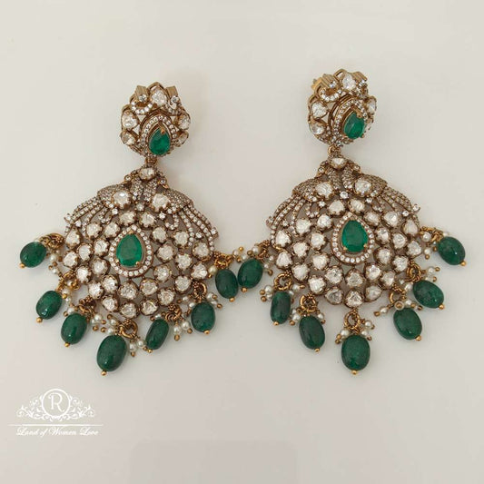 Silver Victorian Moissanite Peacock Design Earring-RCZ33