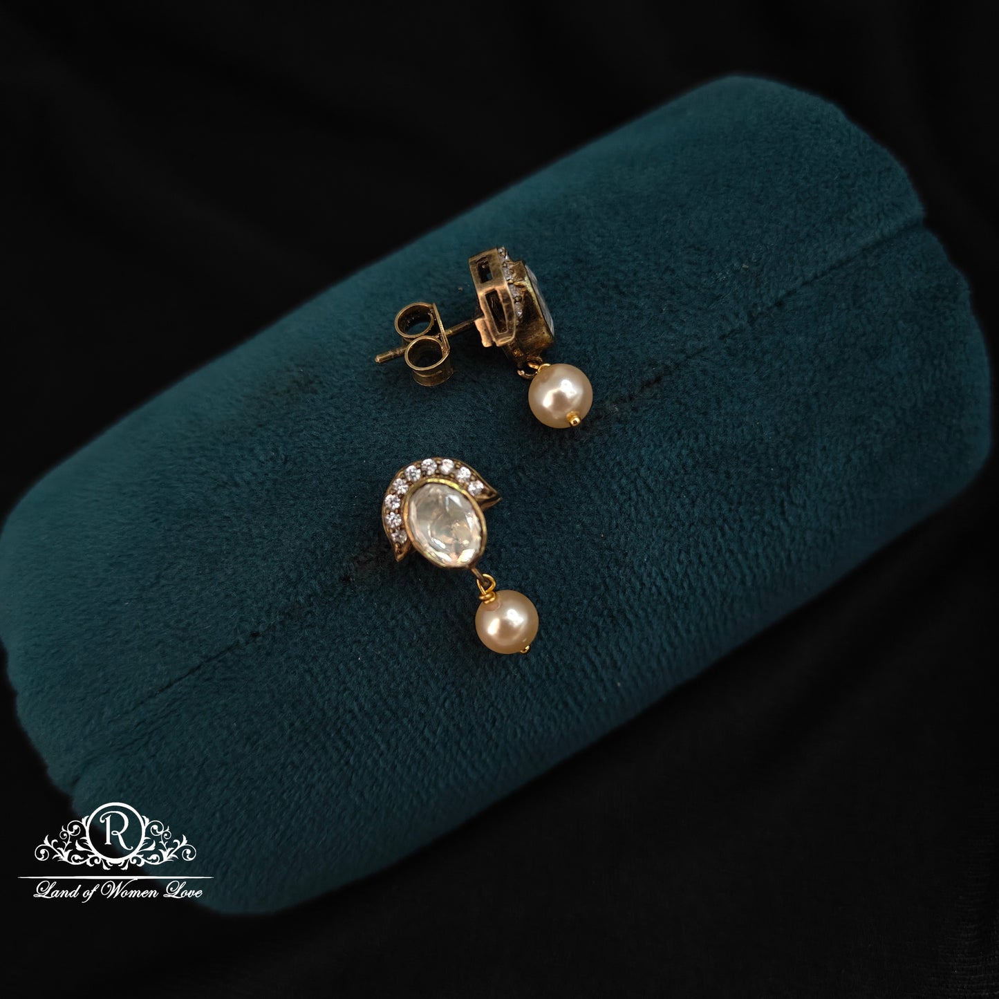 92.5 silver Victorian earrings  with pearl hanging-RCCP327