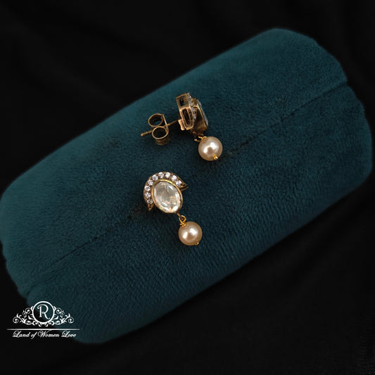 92.5 silver Victorian earrings  with pearl hanging-RCCP327