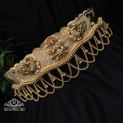 92.5 silver beautiful vaddanam with lakshmi devi design -rch914 92.5 silver ramala jewelry / ramala collections