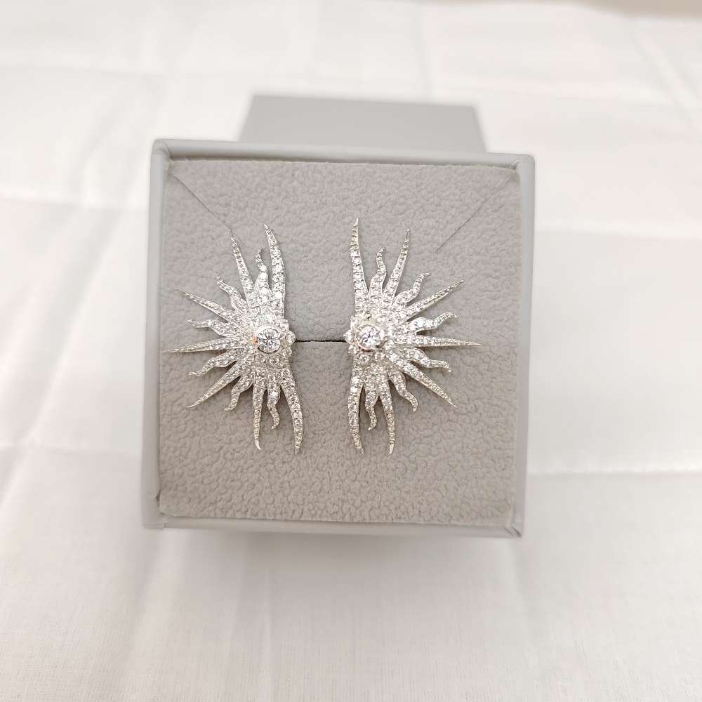 earrings silver cz- white stones earrings-rces59 cz 92.5 silver ramala jewelry / ramala collections