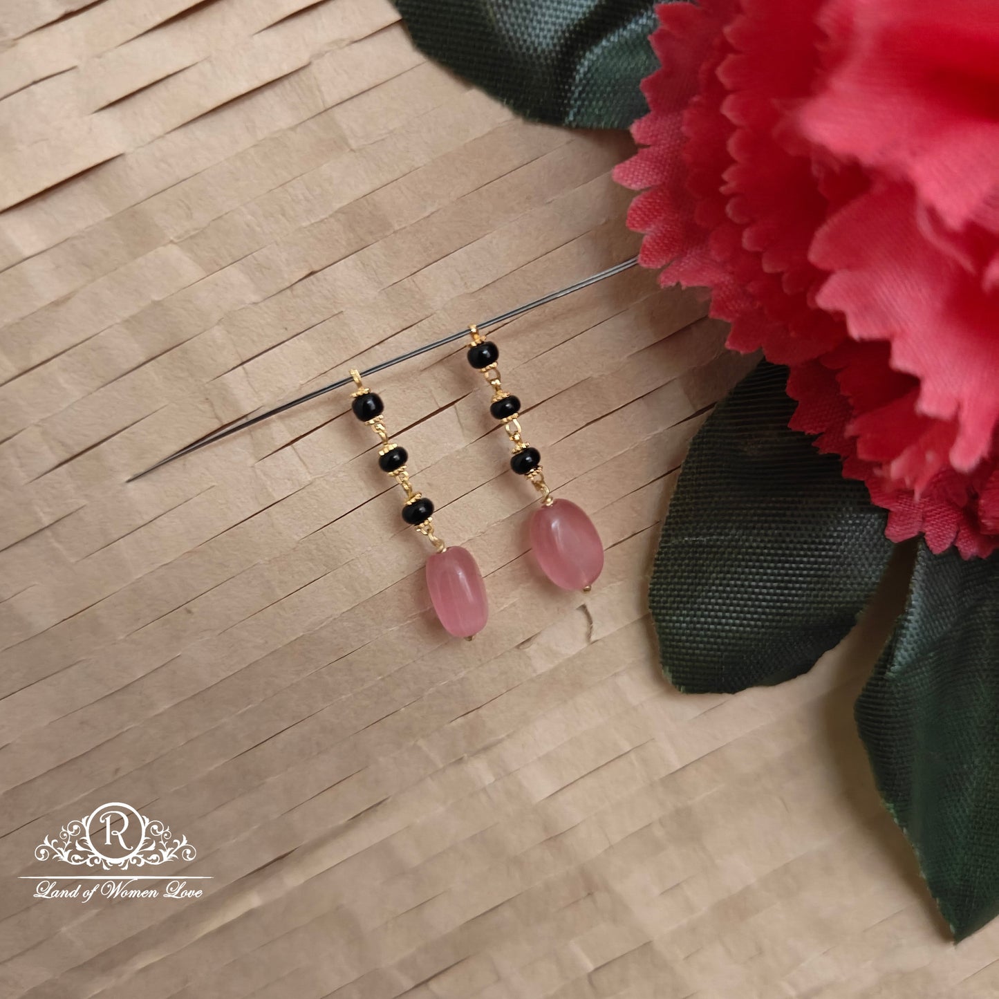 earrings 92.5 silver cute black bead hangings -rch986 92.5 silver ramala jewelry / ramala collections