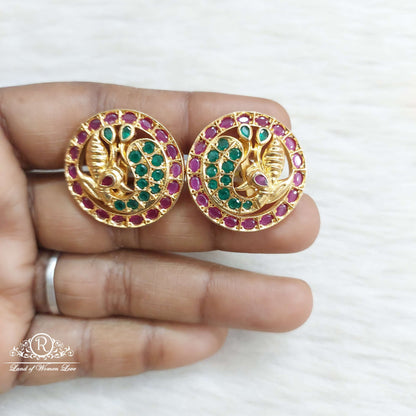 stud silver peacock stud earrings-sa207 92.5 silver ramala jewelry / ramala collections