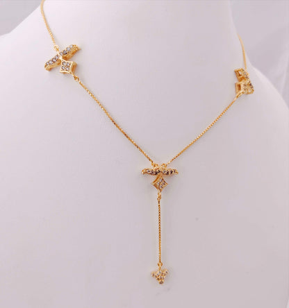 Silver CZ-gold polish chain design -RCD159