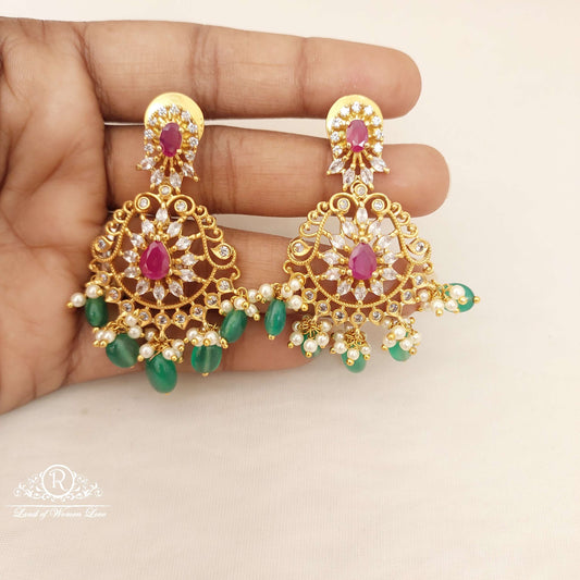 Silver CZ- White Stones Earrings-D028