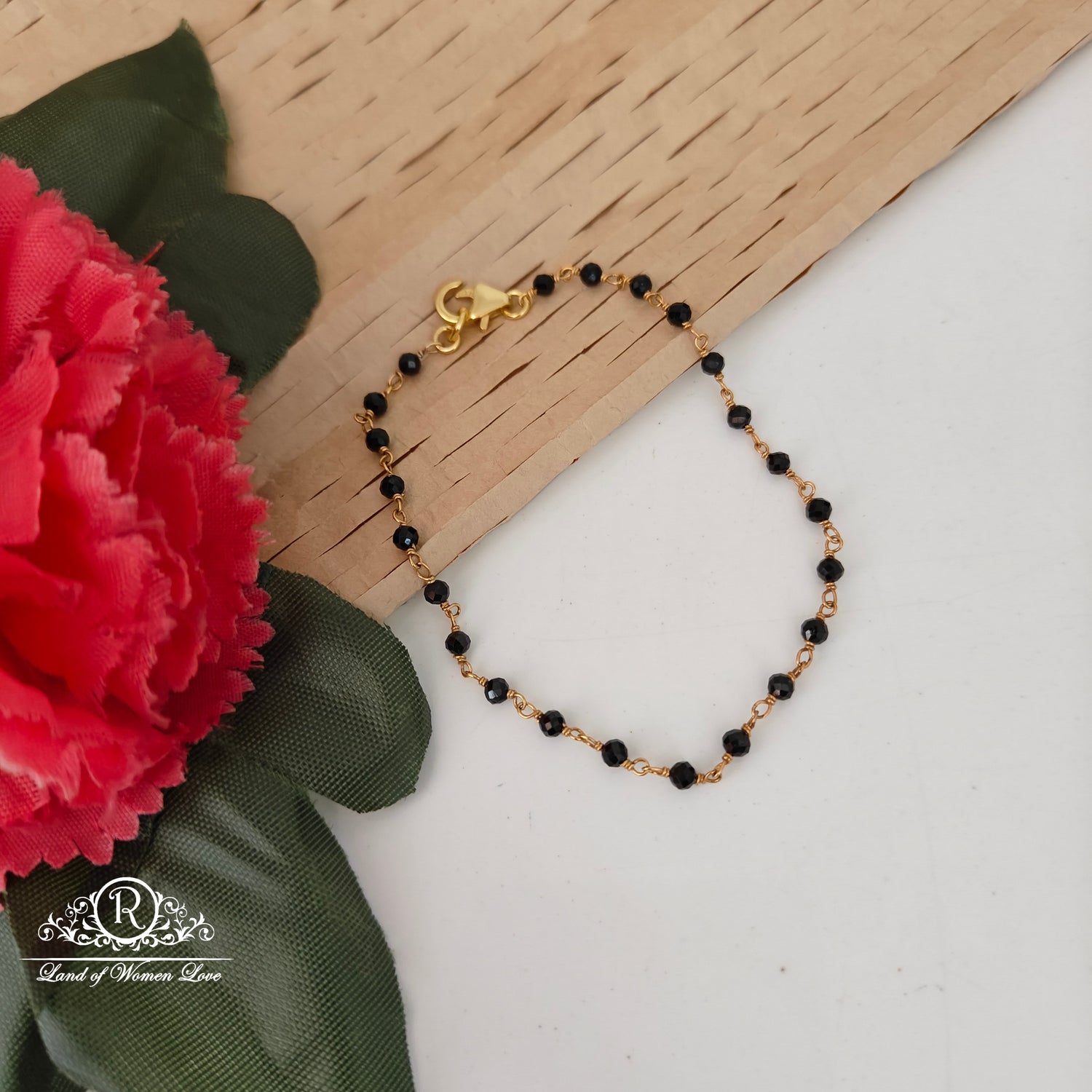 bracelet 92.5 silver simple and cute black beads bracelet -rch957 92.5 silver ramala jewelry / ramala collections