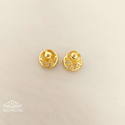 Silver White Stones Stud Earrings-D057