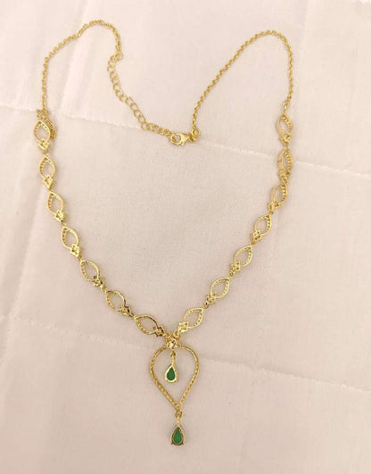 Silver CZ- Stones Necklace With Matching Earrings-RCES21RCES22