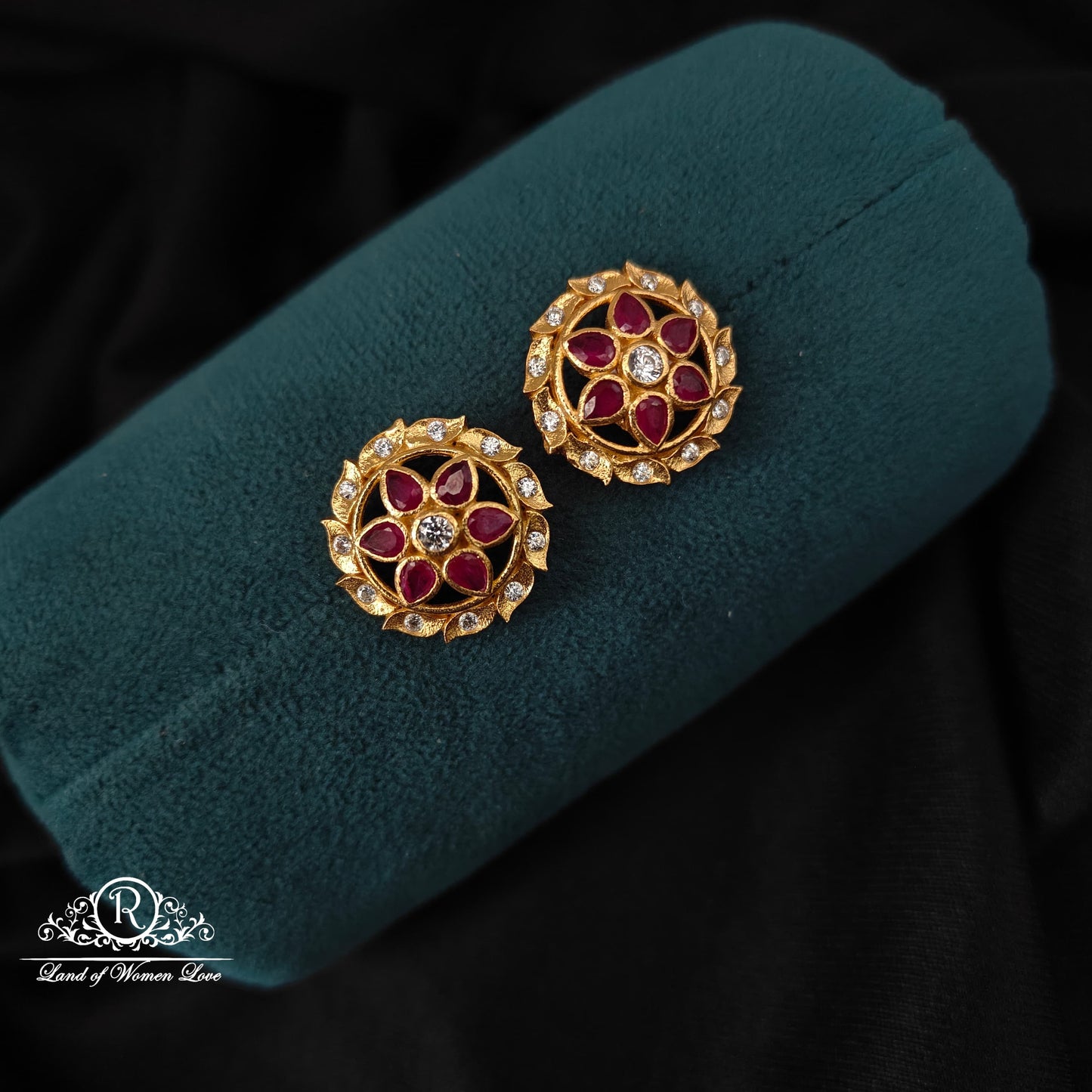 stud silver ruby stud earrings -rcm325 ruby 92.5 silver ramala jewelry / ramala collections