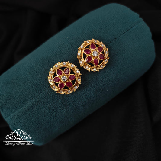 stud silver ruby stud earrings -rcm325 ruby 92.5 silver ramala jewelry / ramala collections