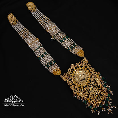 Silver pearls with lakshmi devi haram -RCDS244