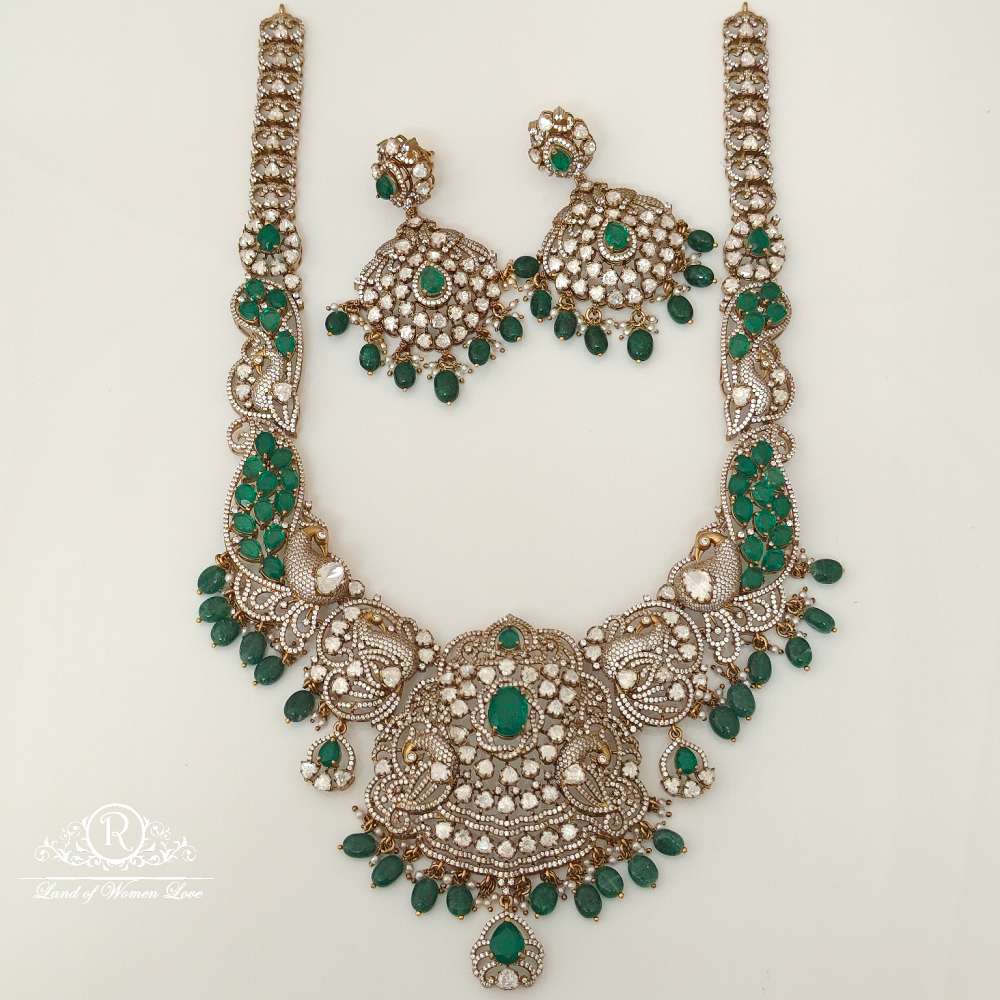 Silver Victorian Moissanite Peacock Design Earring-RCZ33