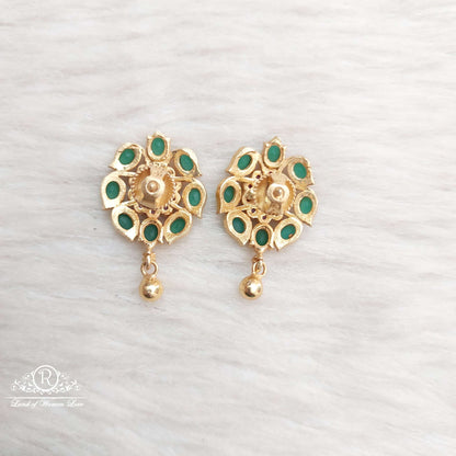 Silver Green Stones Earrings-SA171