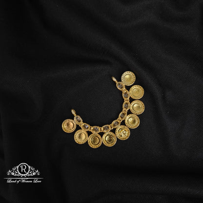 Silver Blue stone 9 kasu locket - RCDS282