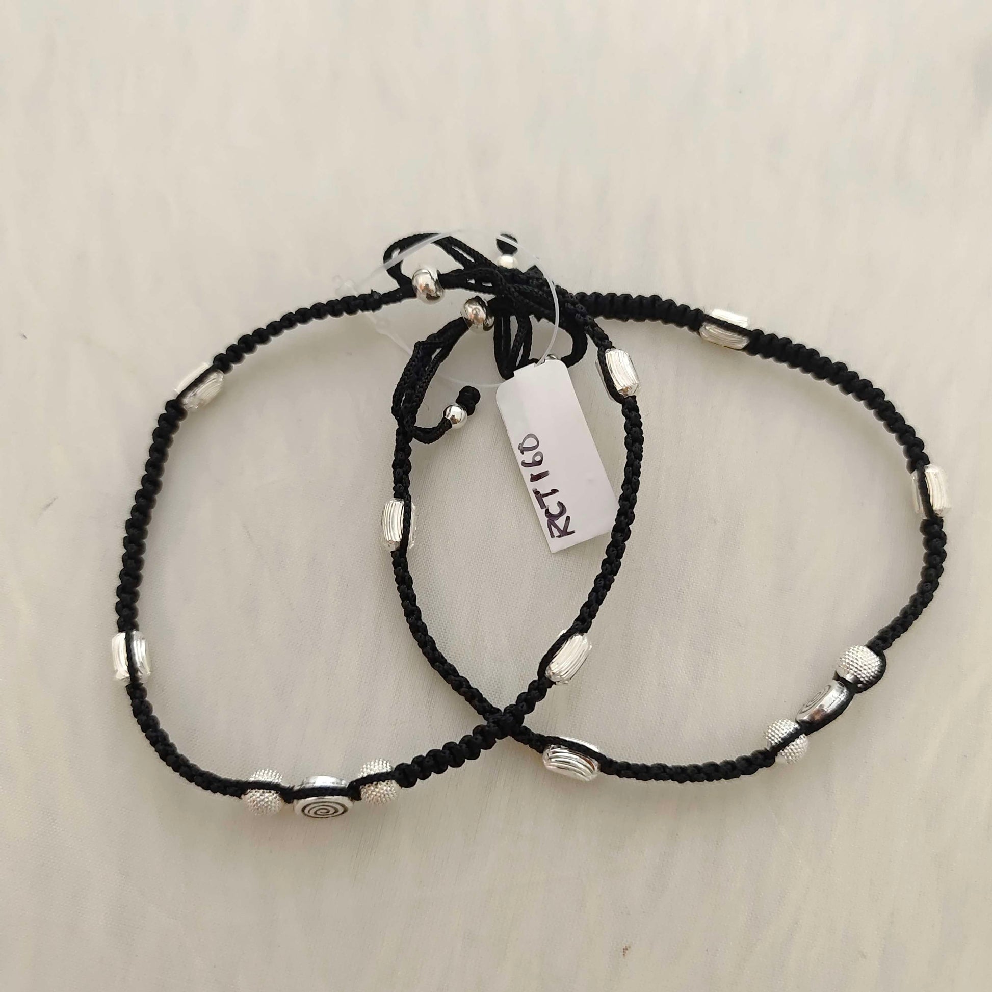 silver black theard anklets-rct168 92.5 silver ramala jewelry / ramala collections