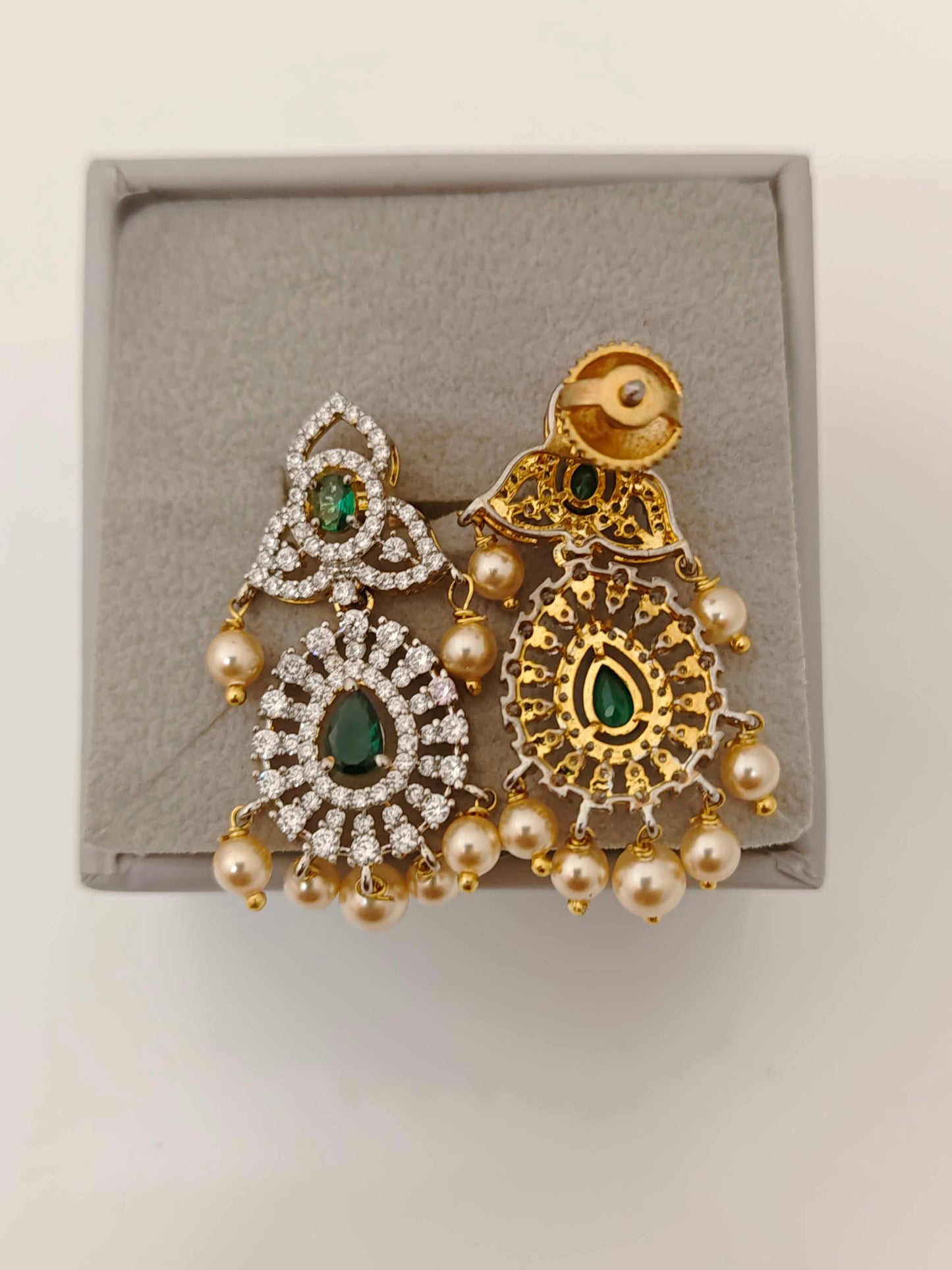 Silver Pearls Hanging Design Earrings-RCH5