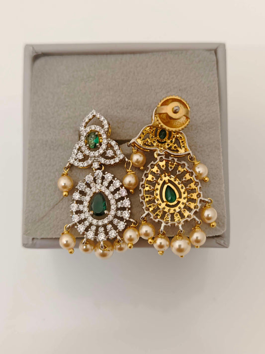 Silver Pearls Hanging Design Earrings-RCH5