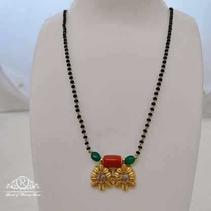 Silver black beads chain -RCH417