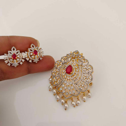 Silver Base gold polish CZ-stone Pendant Design-RCT229