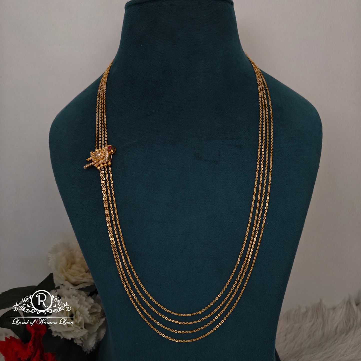 92.5 silver chandraharam with bird side locket -rch884 92.5 silver ramala jewelry / ramala collections