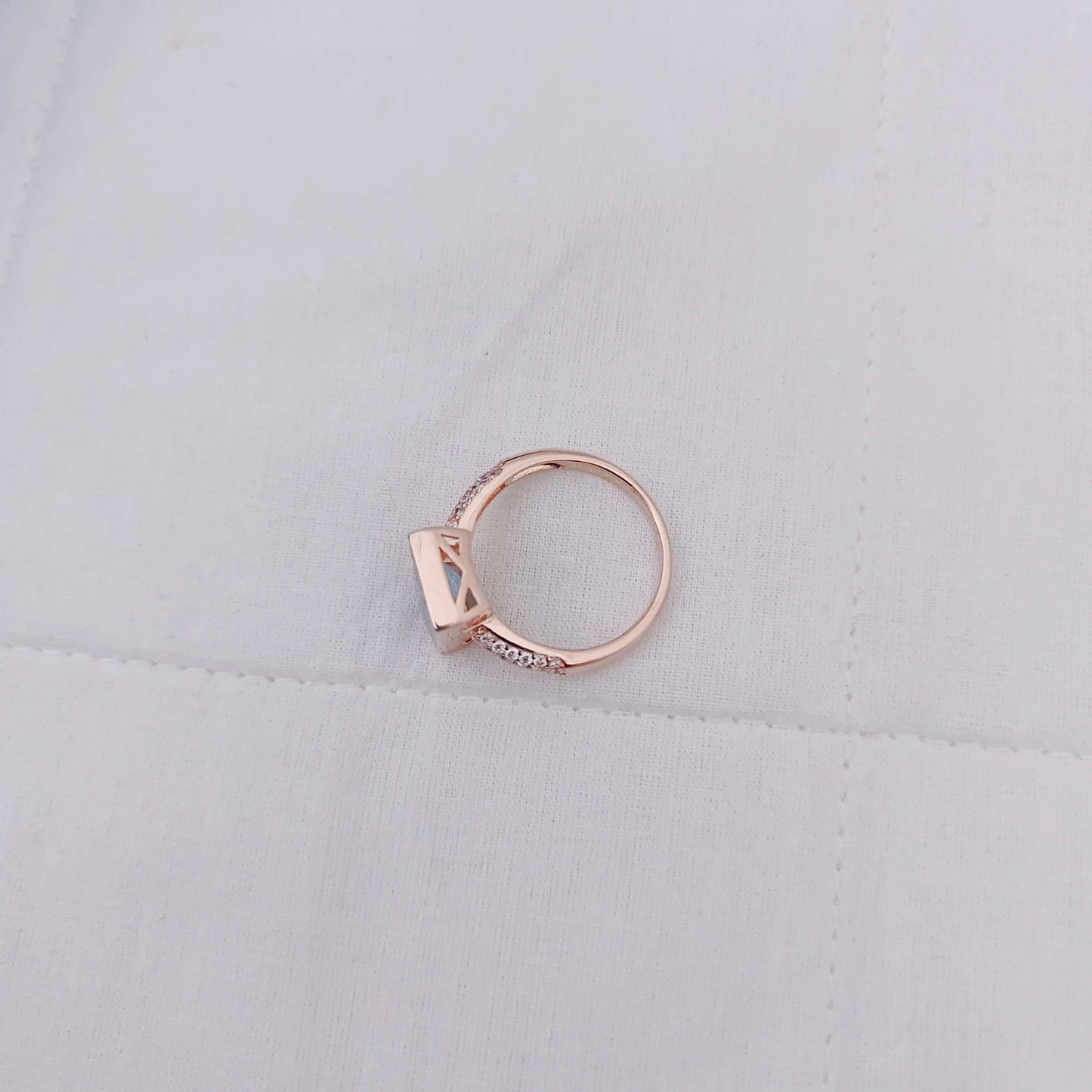 Silver CZ-rose gold polish finger Ring designs -RCG070