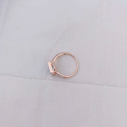 Silver CZ-rose gold polish finger Ring designs -RCG070