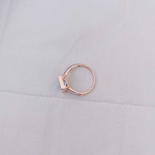 Silver CZ-rose gold polish finger Ring designs -RCG070