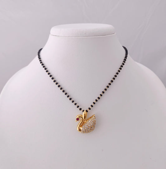 chain silver cz-gold polish black beads chain -rcd133 cz 92.5 silver ramala jewelry / ramala collections