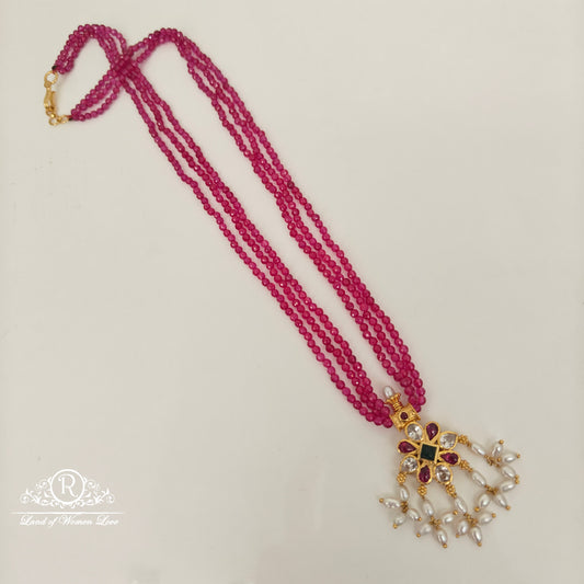 92.5 silver ruby 3 lines beads mala with locket-rch859 ruby 92.5 silver ramala jewelry / ramala collections