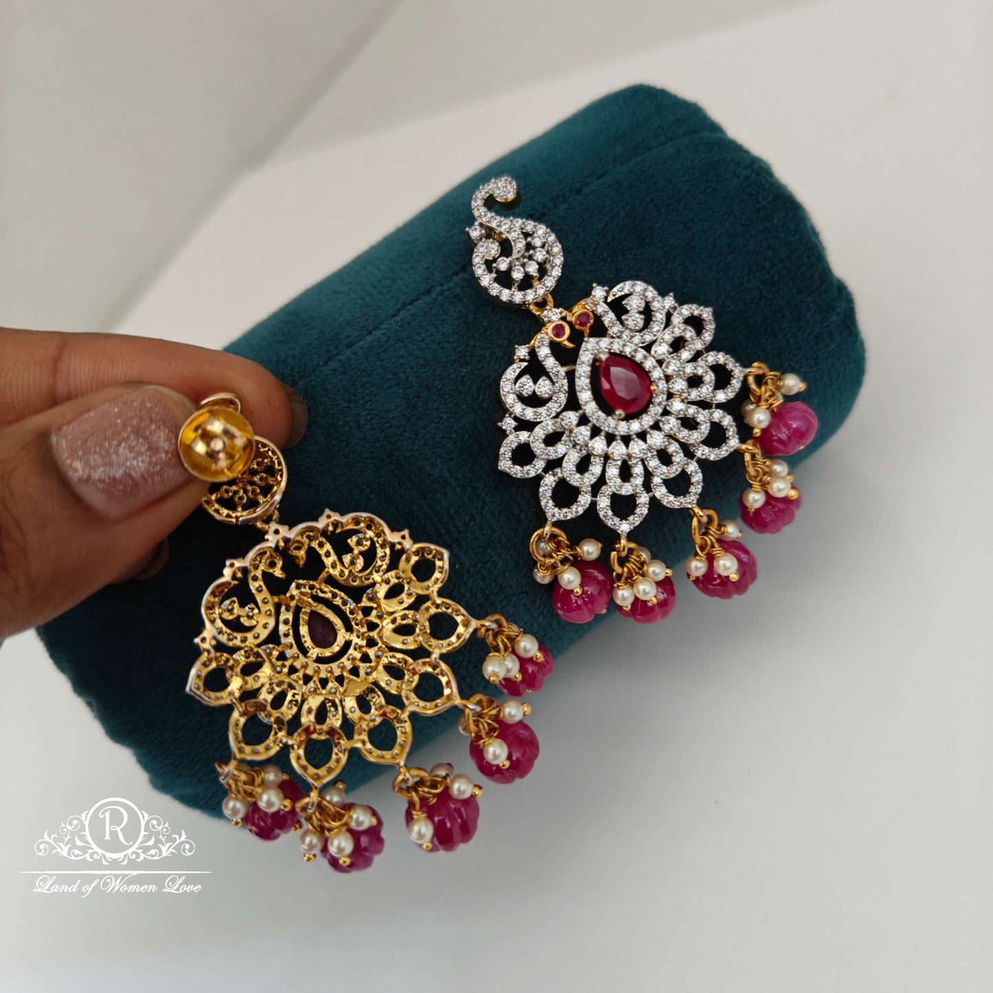 Peacock design diamond finishing Earrings-RCT292