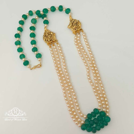 Cultural richness Ã¢Å“Â¨ beautiful beads mala with pearls and side lockets 24"-RCH540