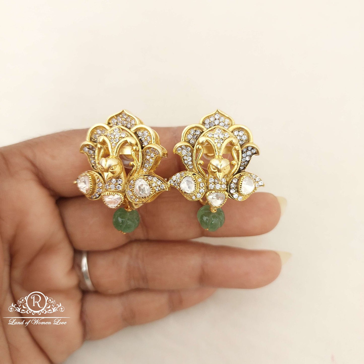 earrings silver peacock design mozonites earrings-c182 92.5 silver ramala jewelry / ramala collections