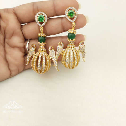 earrings silver peacock cz- earrings-d015 cz 92.5 silver ramala jewelry / ramala collections