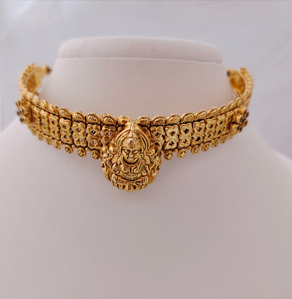 Silver gold polish Lakshmi Devi necklace -RCJR327