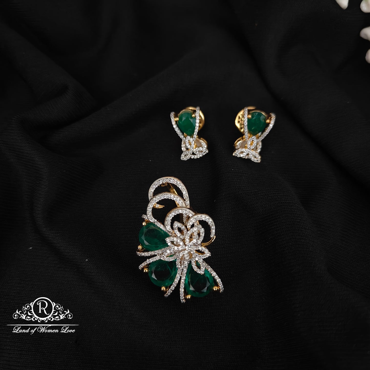 earrings 92.5 silver simple and cute pendent with earrings -rcm091253 92.5 silver ramala jewelry / ramala collections