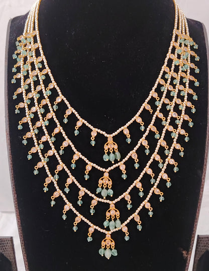 Silver base gold polish rani haram 4 lines-RCH286