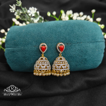 earrings 92.5 silver diamond finishing corals jhumkas 92.5 silver ramala jewelry / ramala collections