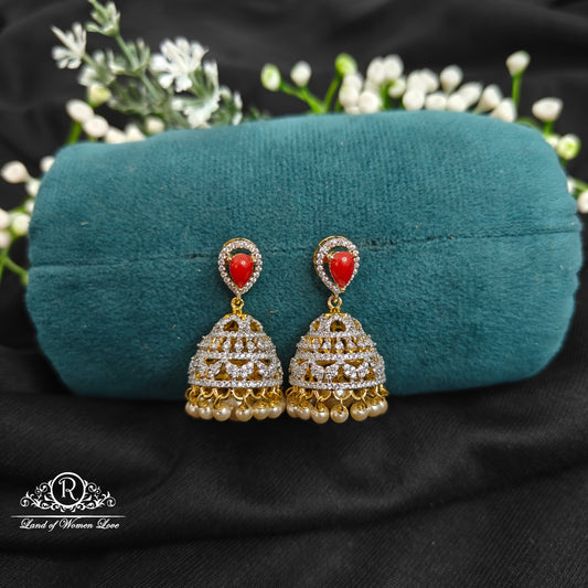 earrings 92.5 silver diamond finishing corals jhumkas 92.5 silver ramala jewelry / ramala collections