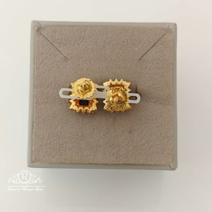 Silver CZ- Black Stone Stud Design Earrings-RCV290